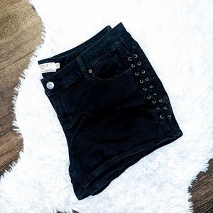 Torrid Lace Up Short shorts, Black Denim, size 18